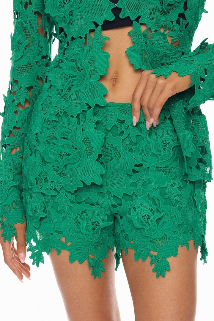 Jaslyn Embroidered Short Set - Green