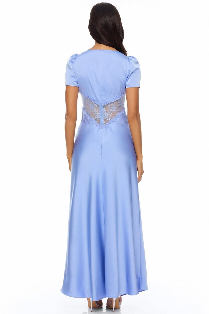 Lace Daydream Satin Maxi Dress - Light Blue