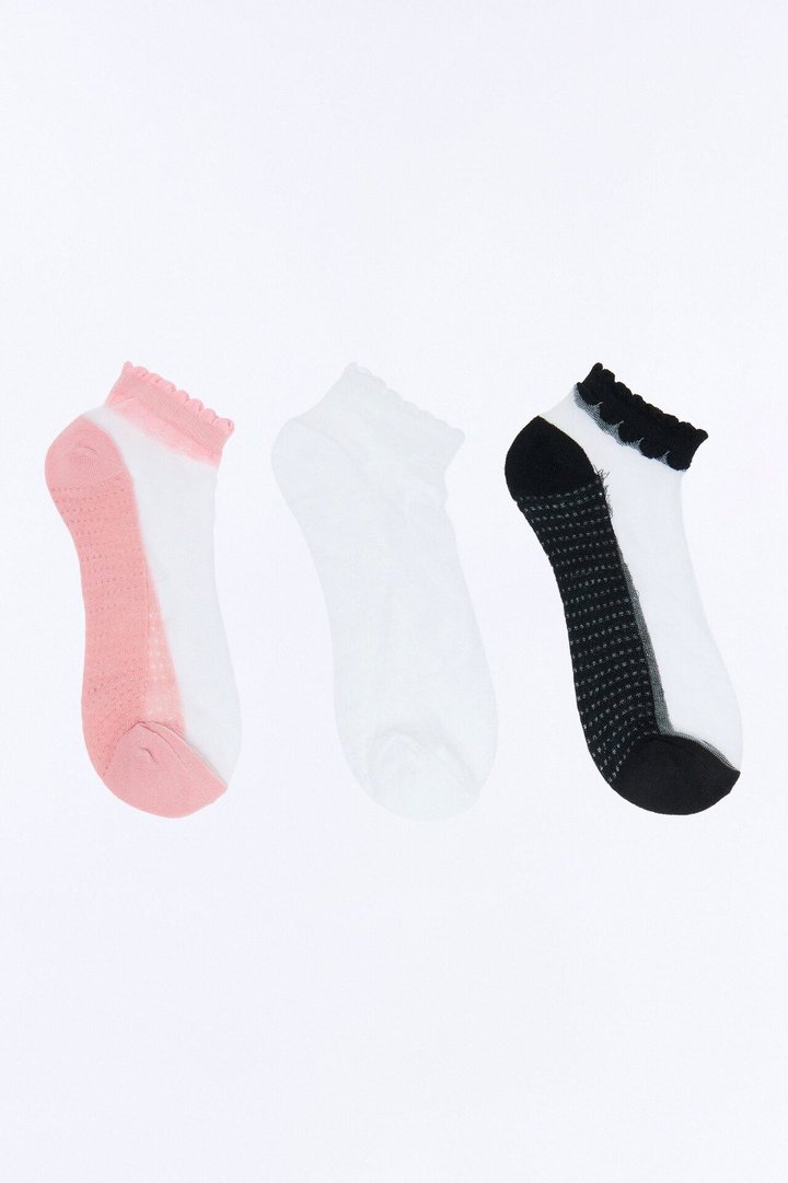Barely There 3 Pack Sheer Ankle Socks - White/combo