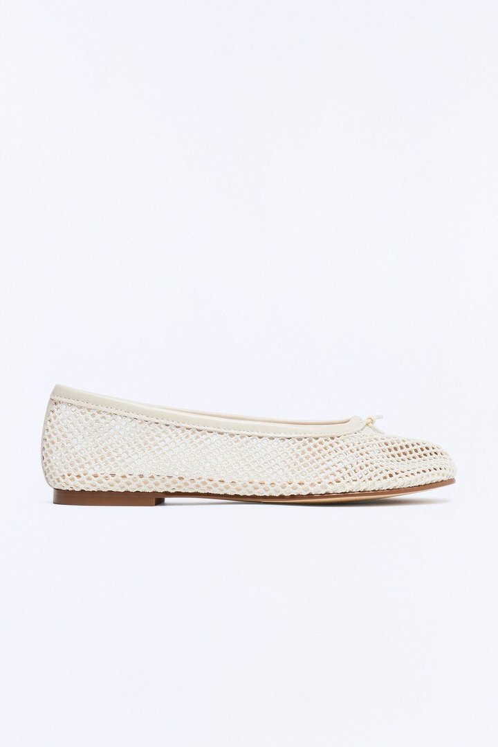 Steve Madden Calico Black Mesh Split Toe Tabi Ballet Flat - Bone