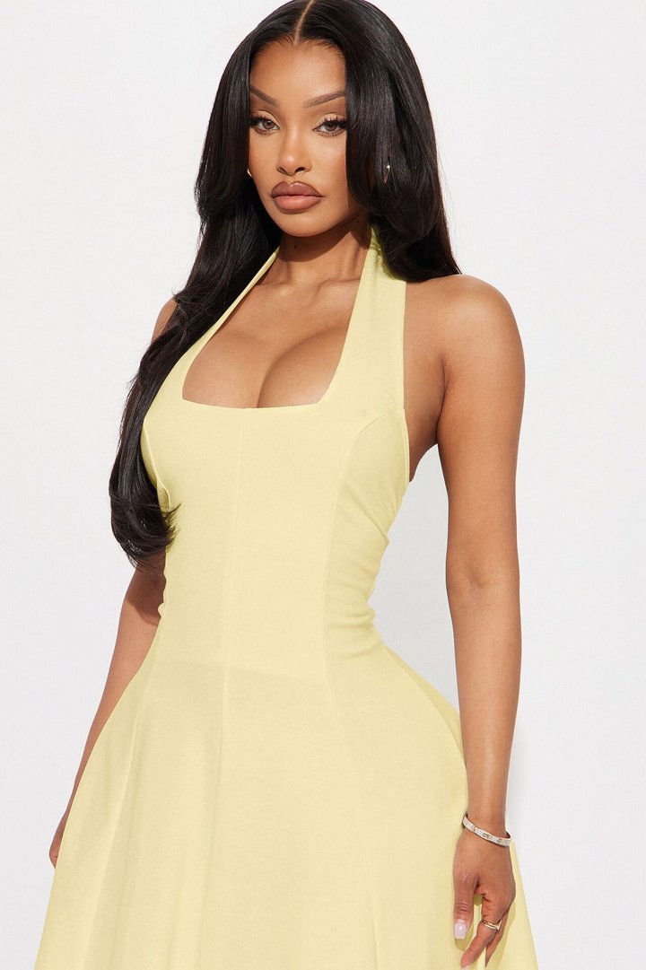 Mabel Ponte Midi Dress - Yellow