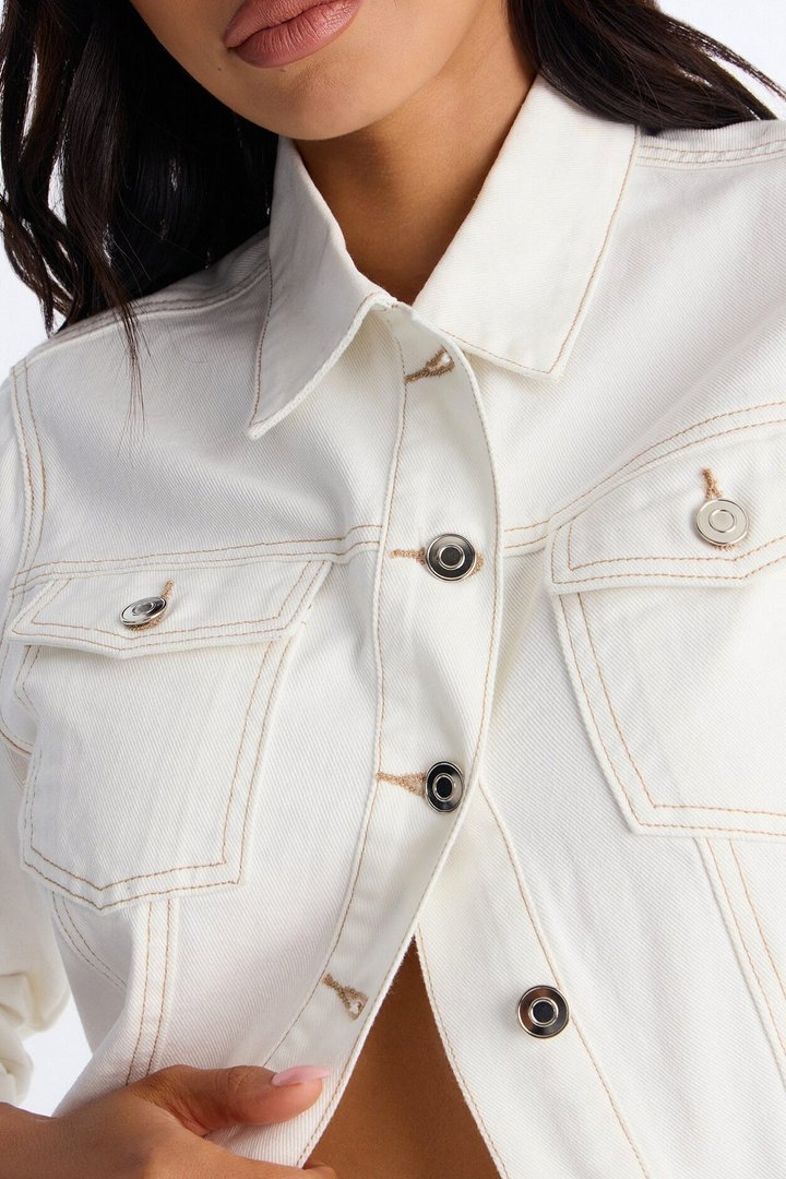 Blame Game Denim Trucker Jacket - White