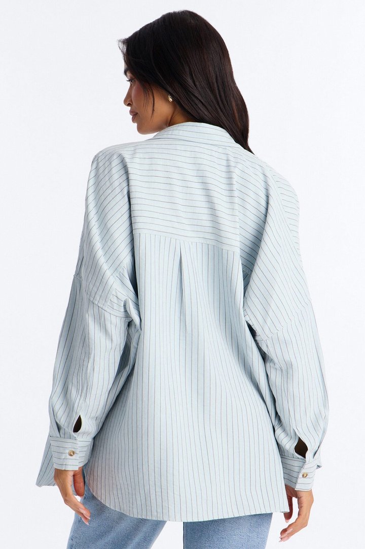 Make My Move Pinstripe Shirt - Blue/combo