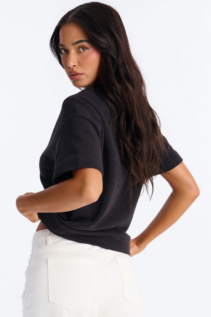 Korie Oversized Crew Neck Short Sleeve T-Shirt - Black