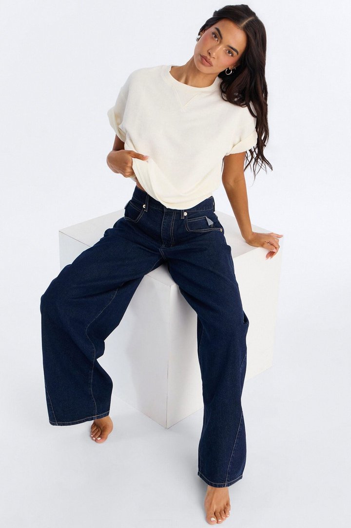Korie Oversized Crew Neck Short Sleeve T-Shirt - Cream
