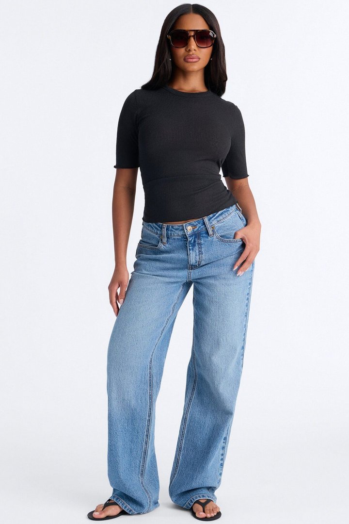 Bring You Back Ribbed Baby Tee - Black