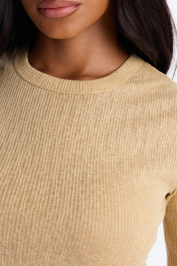 Bring You Back Ribbed Baby Tee - Sand