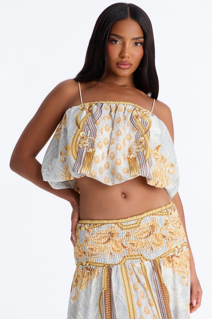 Better Days Bubble Cami Maxi Skirt Set - Gold/combo