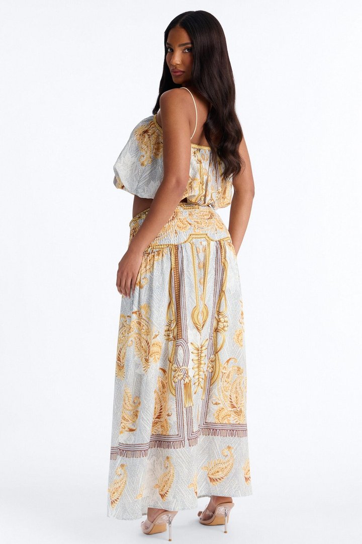 Better Days Bubble Cami Maxi Skirt Set - Gold/combo