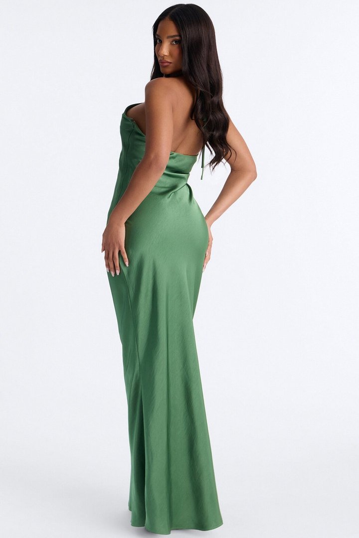 No Limits Satin Maxi Dress - Green