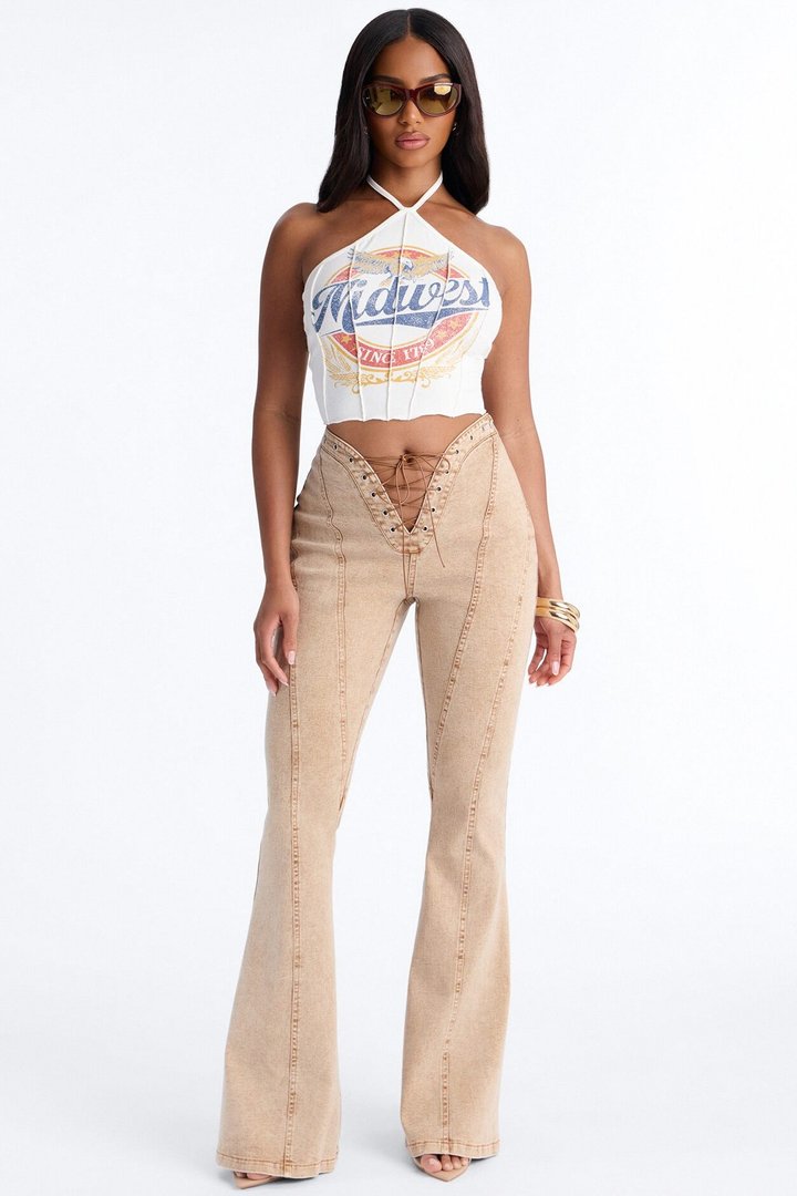 Midwest Cropped Halter Top - White
