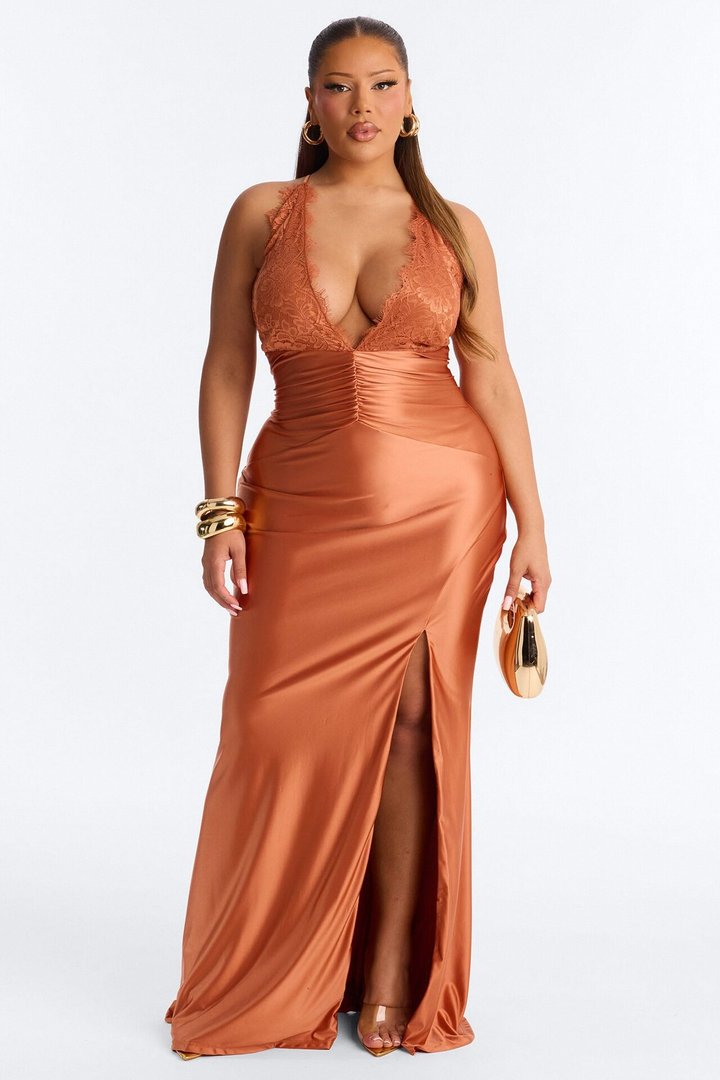 Luxe Feeling Ruched Gown - Copper