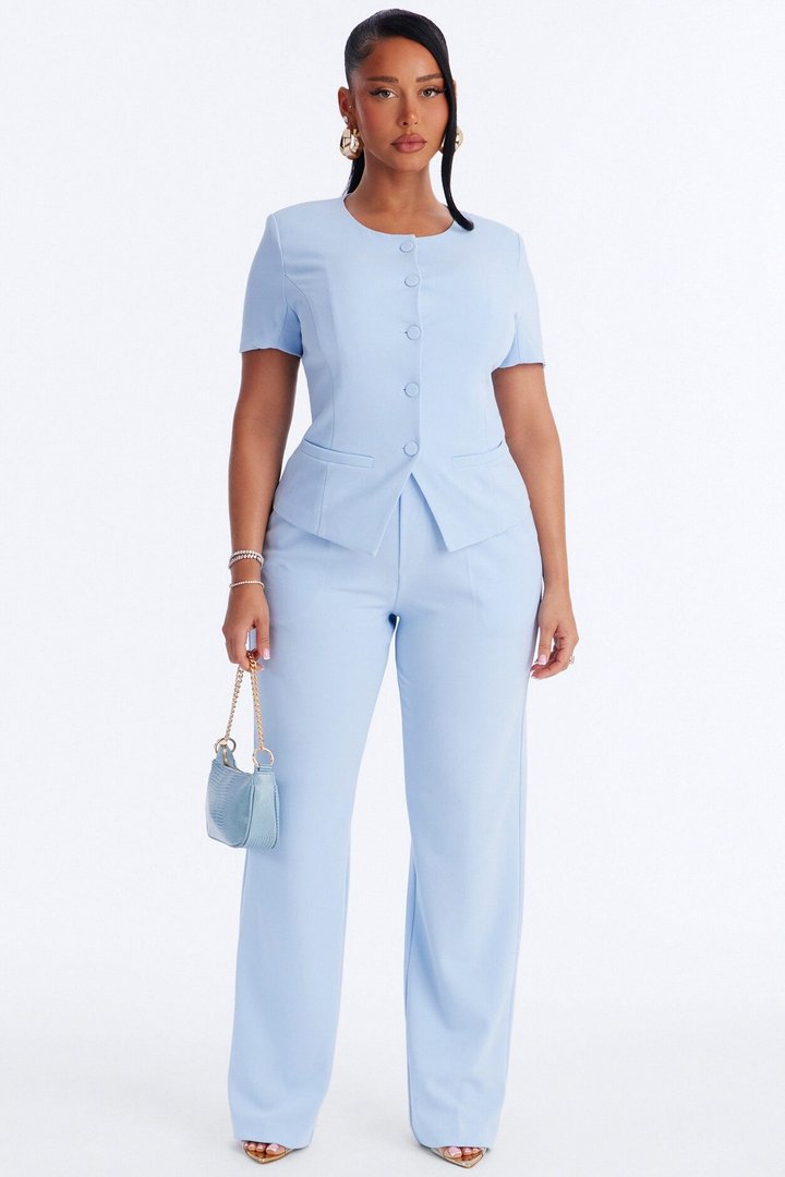 Mission Accomplished Short Sleeve Blazer - Light Blue