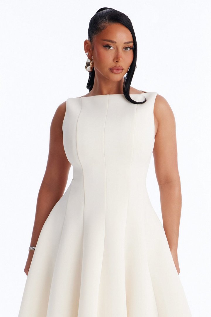 Petite Sweet Sunday Pleated Midi Dress - Cream
