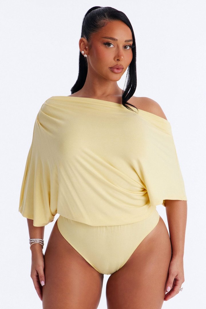 Flatter Me Off Shoulder Bodysuit - Butter Yellow