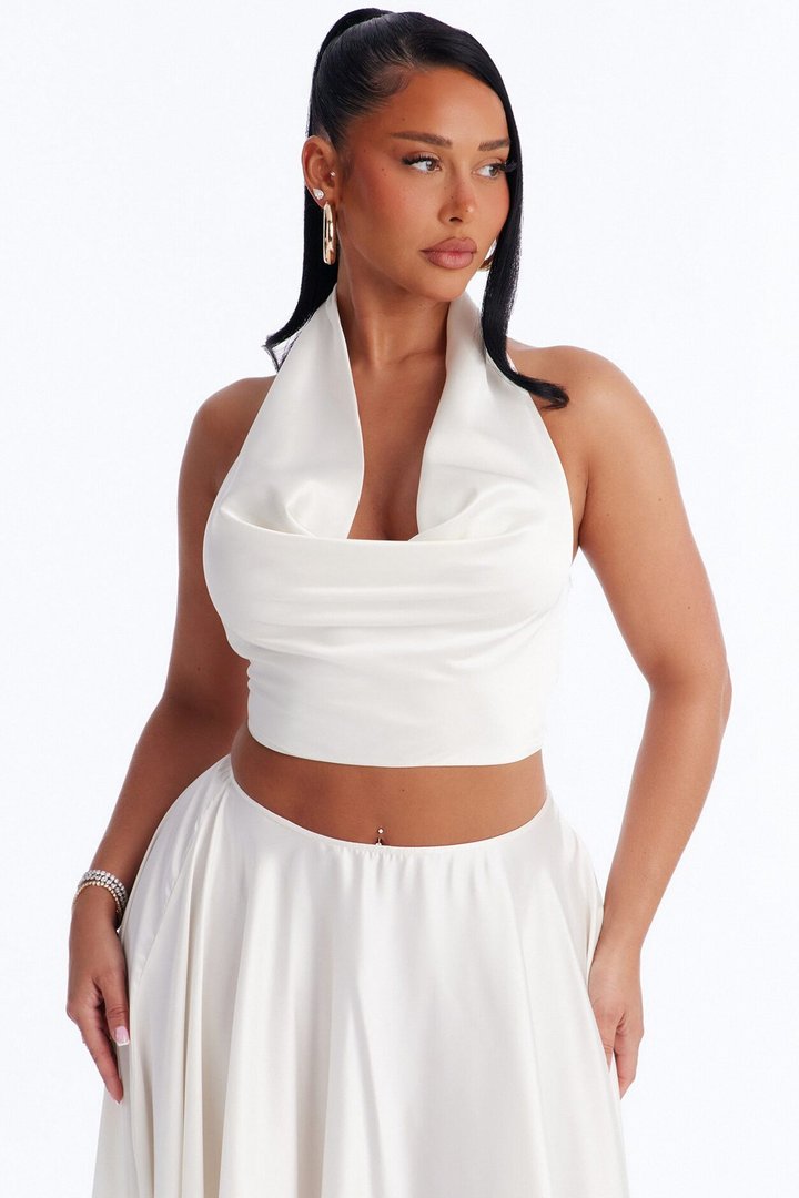 We Can Dance Satin Maxi Skirt Set - Off White