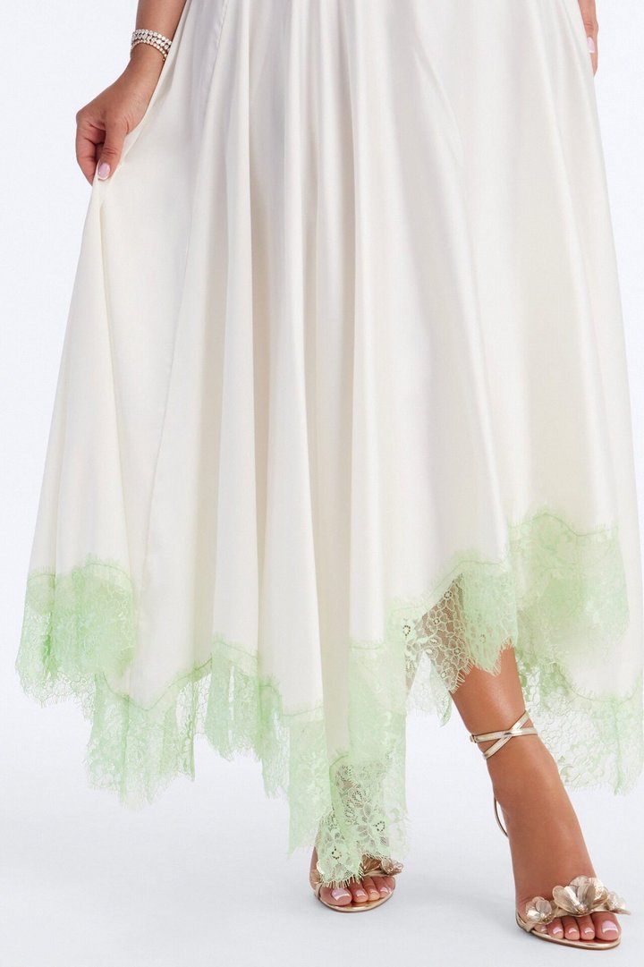 We Can Dance Satin Maxi Skirt Set - Off White