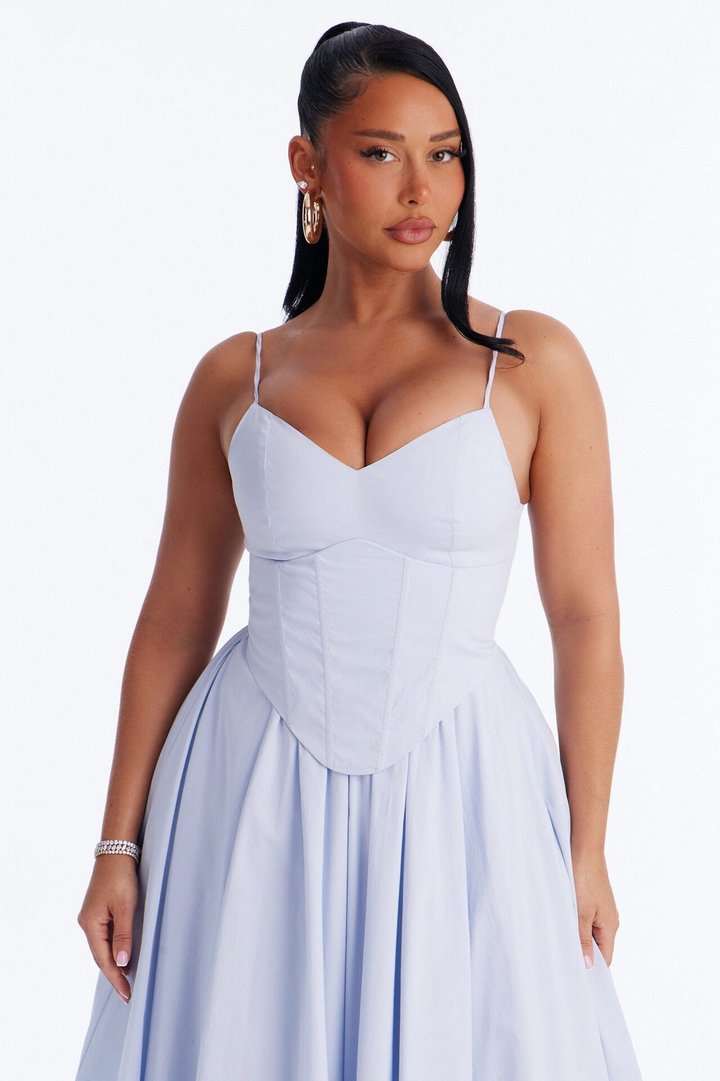 Forever Favorite Corset Midi Dress - Blue