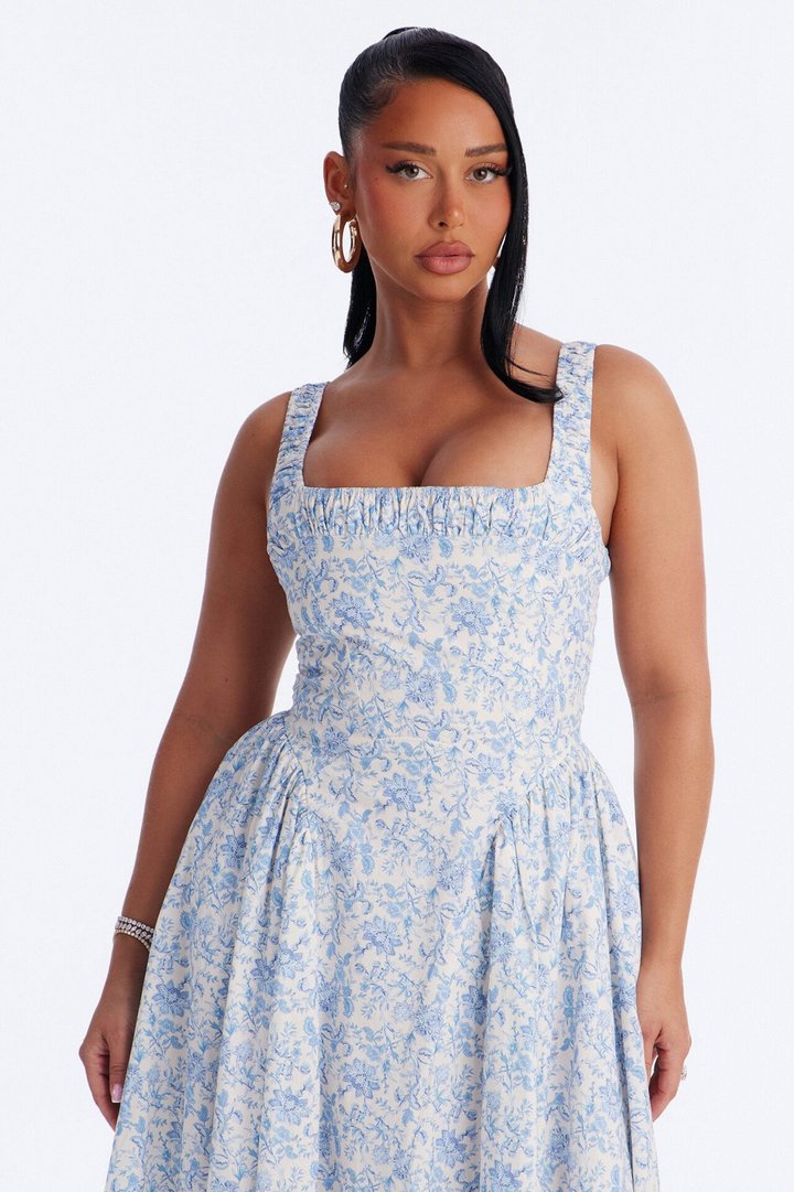 Fine As Wine Drop Waist Maxi Dress - Blue/combo