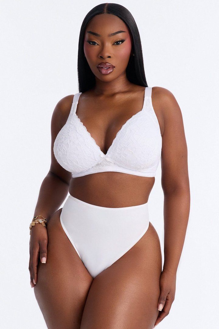 Just Once Full Figure Lace Wireless 2 Pack Bra - White/Black