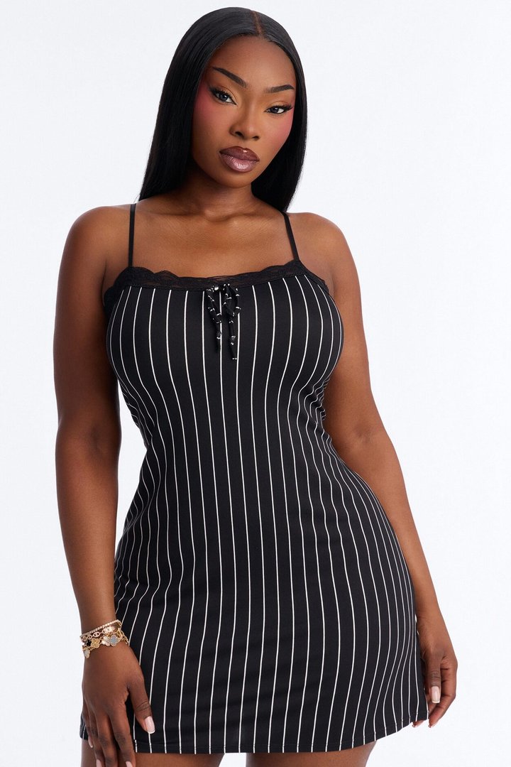 Stay The Night Sleep Dress - Black/White