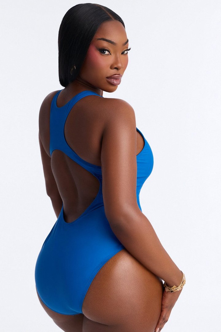 Donna Sleeveless Scoop Neck 1 Piece Swimsuit - Blue