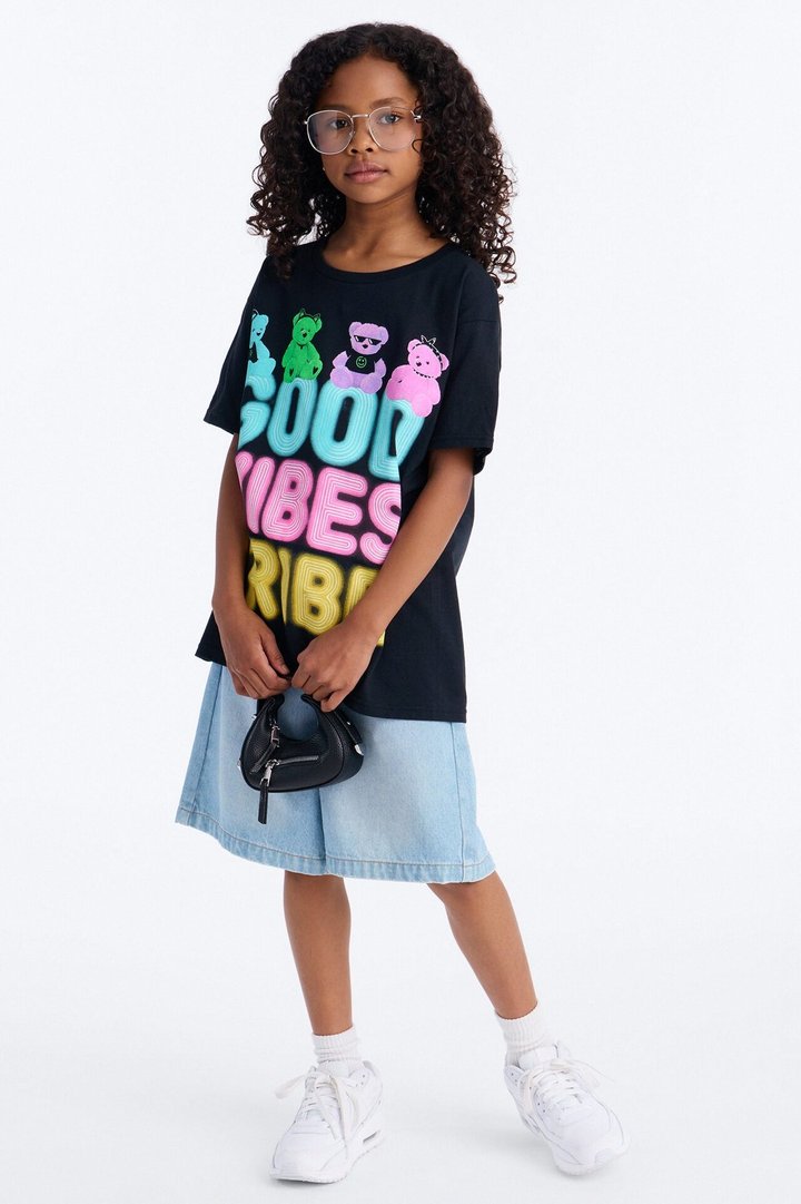 Mini Good Vibes Tribe Short Sleeve Tee - Black