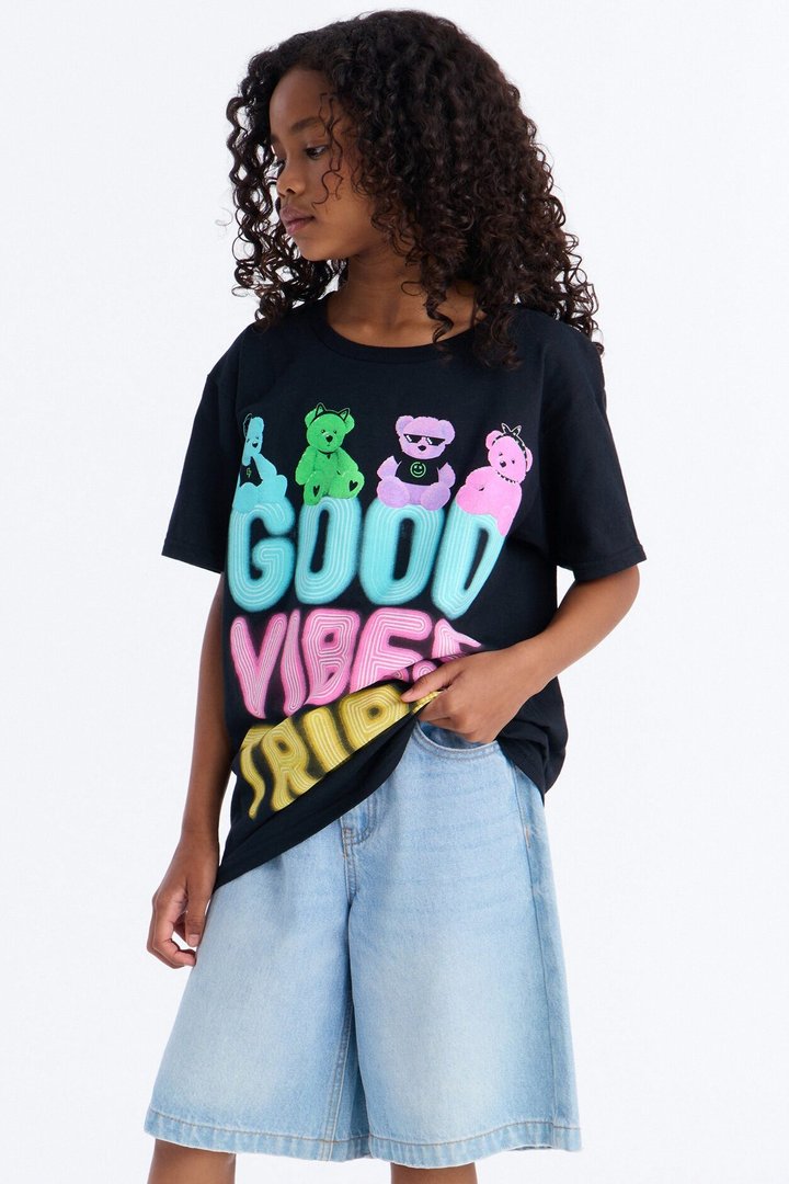 Mini Good Vibes Tribe Short Sleeve Tee - Black