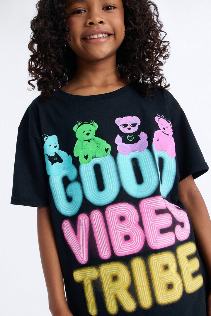 Mini Good Vibes Tribe Short Sleeve Tee - Black
