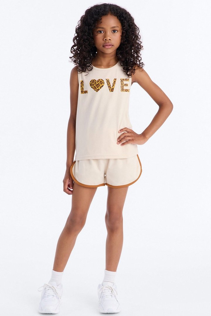 Mini Love Over Everything Short Set - Sand