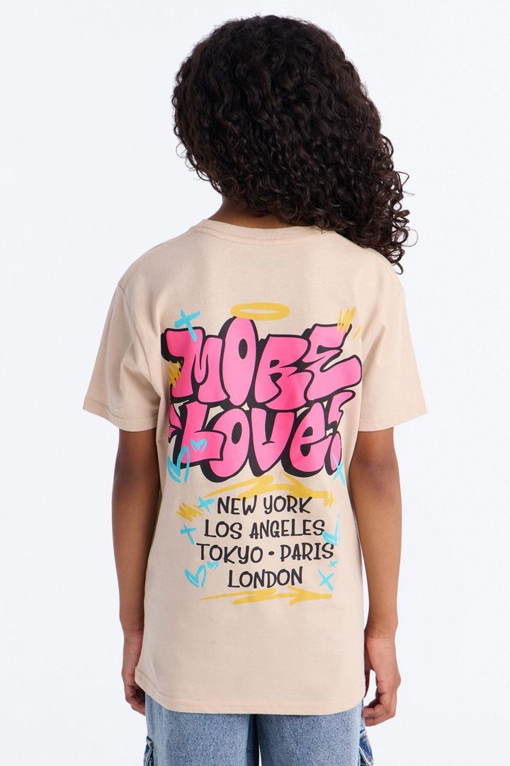 Mini More Love World Tour Short Sleeve Front/Back Tee - Sand