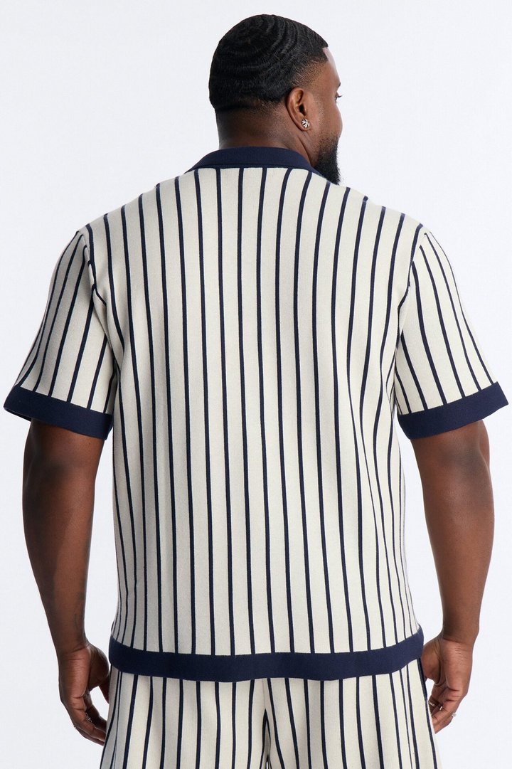 Relaxed Estate Stripe Button Up Shirt - Navy