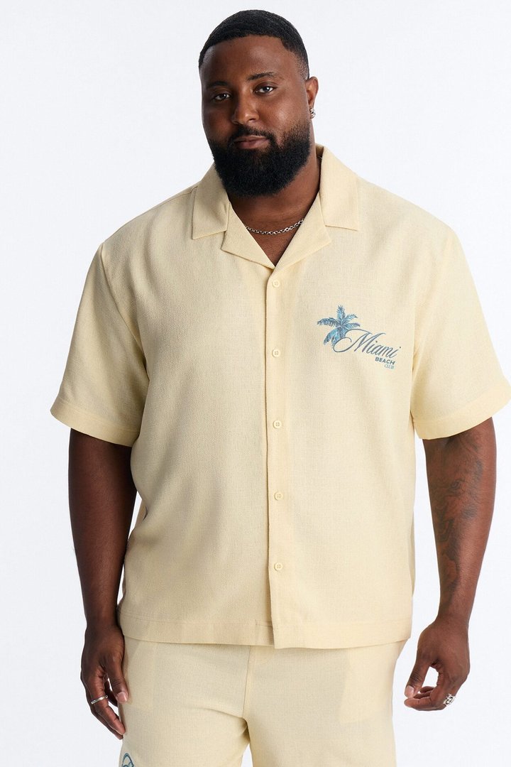 Miami Beach Club Button Up Shirt - Butter Yellow
