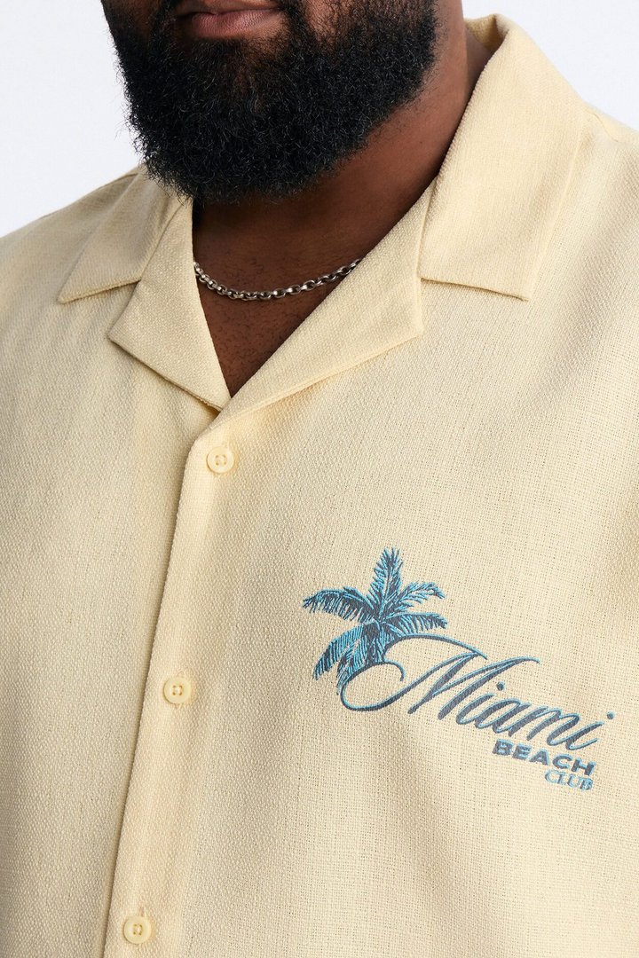 Miami Beach Club Button Up Shirt - Butter Yellow