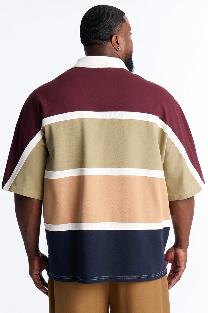 Oversized Spring Break Pique Button Up Shirt - Brown