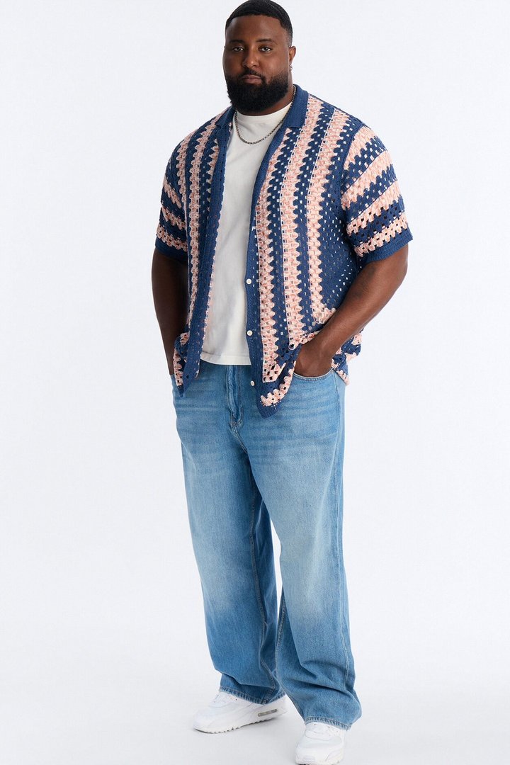 Cropped Color Paradise Crochet Button Up Shirt - Multi Color