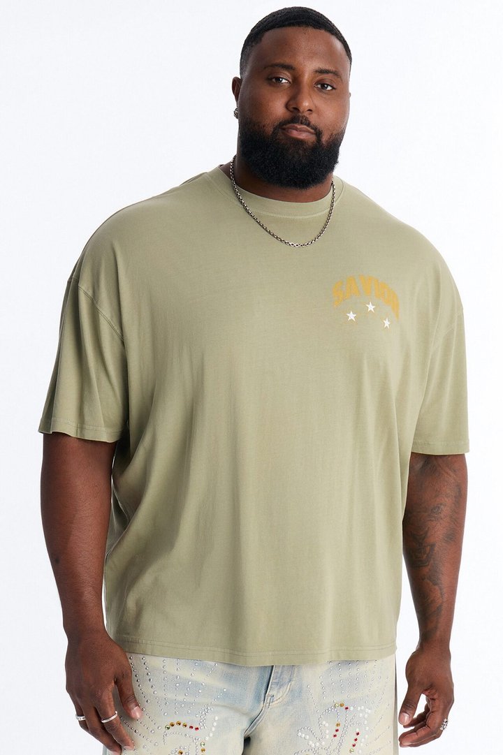Our Savior Jesus Oversized Short Sleeve Tee - Olive