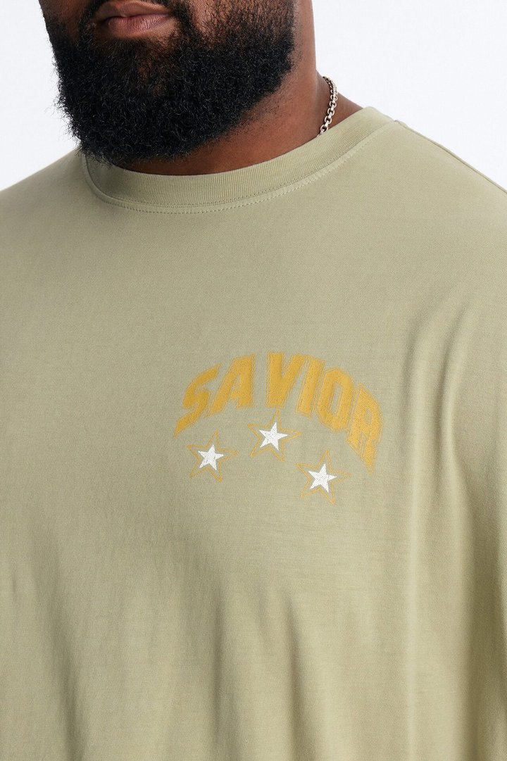 Our Savior Jesus Oversized Short Sleeve Tee - Olive