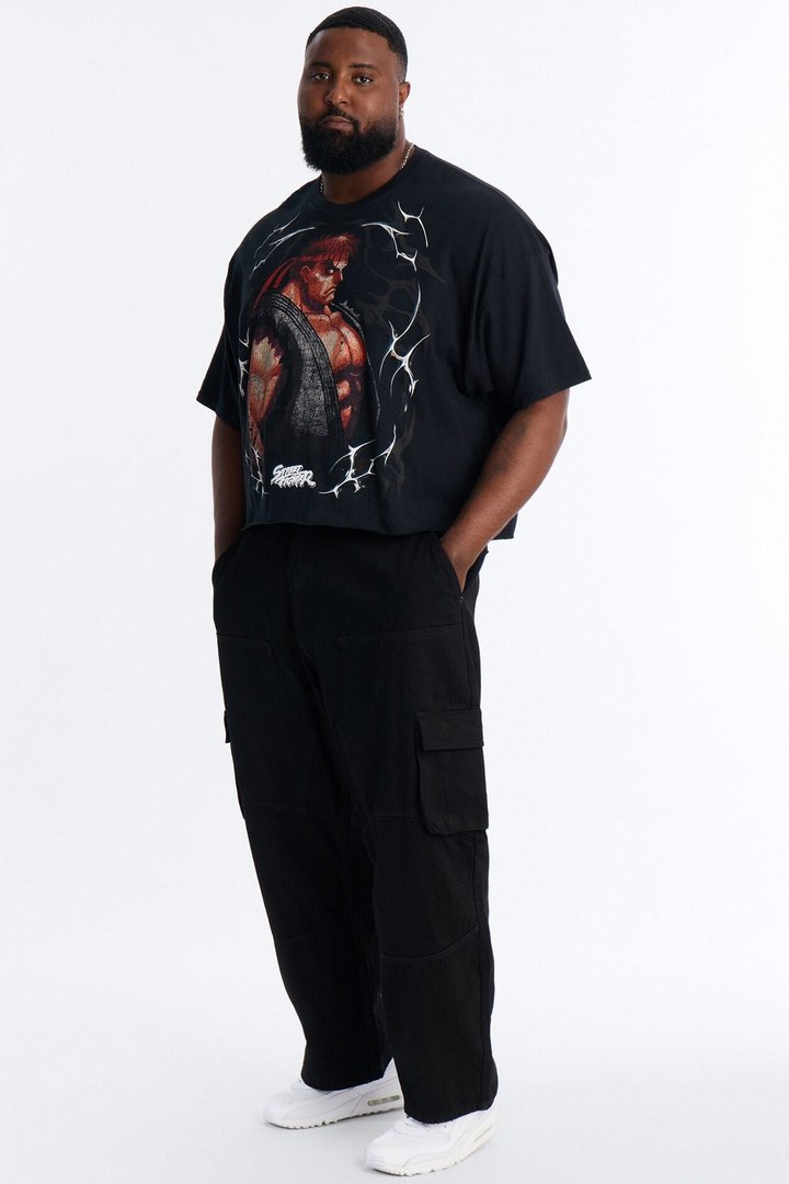 Street Fighter Evil Ryu Raging Demon Boxy Short Sleeve Tee - Black
