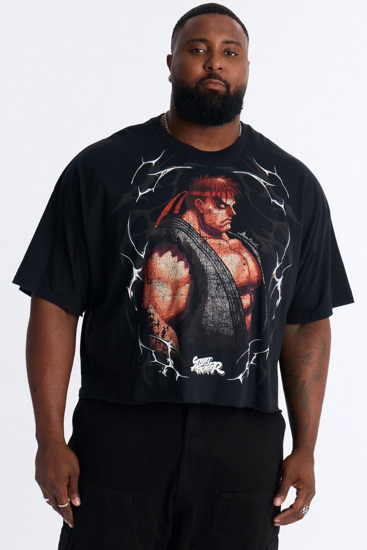 Street Fighter Evil Ryu Raging Demon Boxy Short Sleeve Tee - Black