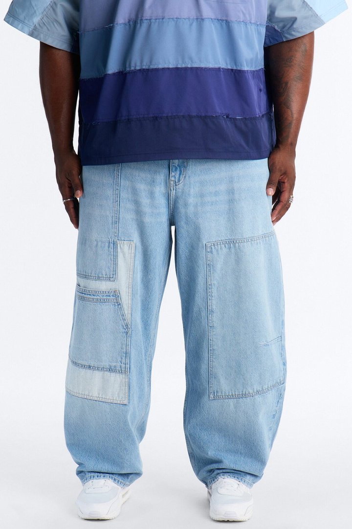 Barrel Downtown Patch Jean - Light Blue Wash