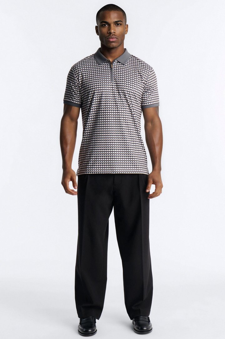 Keen Lines Quarter Zip Polo - Black/White
