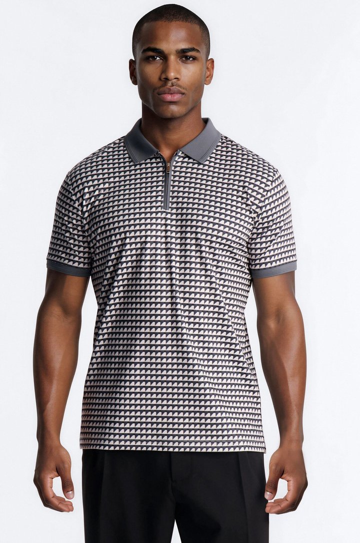 Keen Lines Quarter Zip Polo - Black/White
