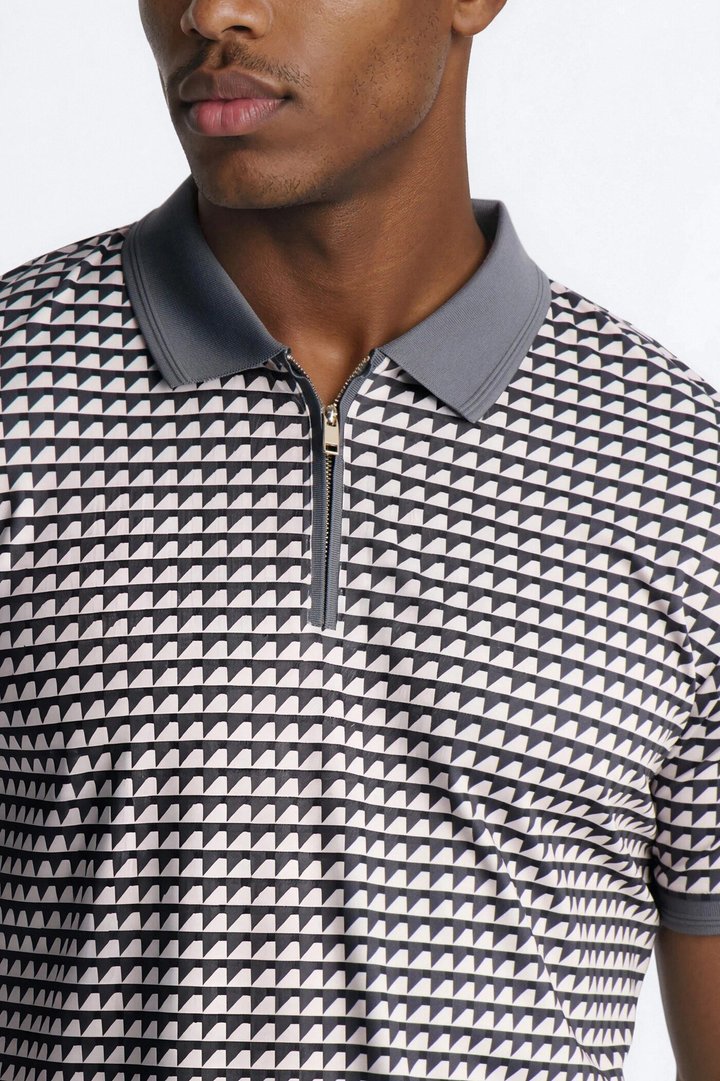 Keen Lines Quarter Zip Polo - Black/White
