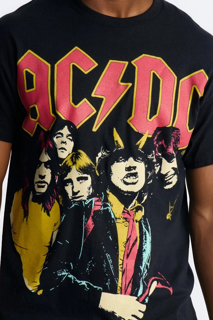 ACDC Highway To Hell All Over Print Short Sleeve Tee - Black