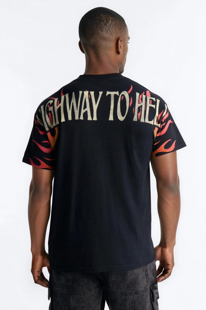 ACDC Highway To Hell All Over Print Short Sleeve Tee - Black