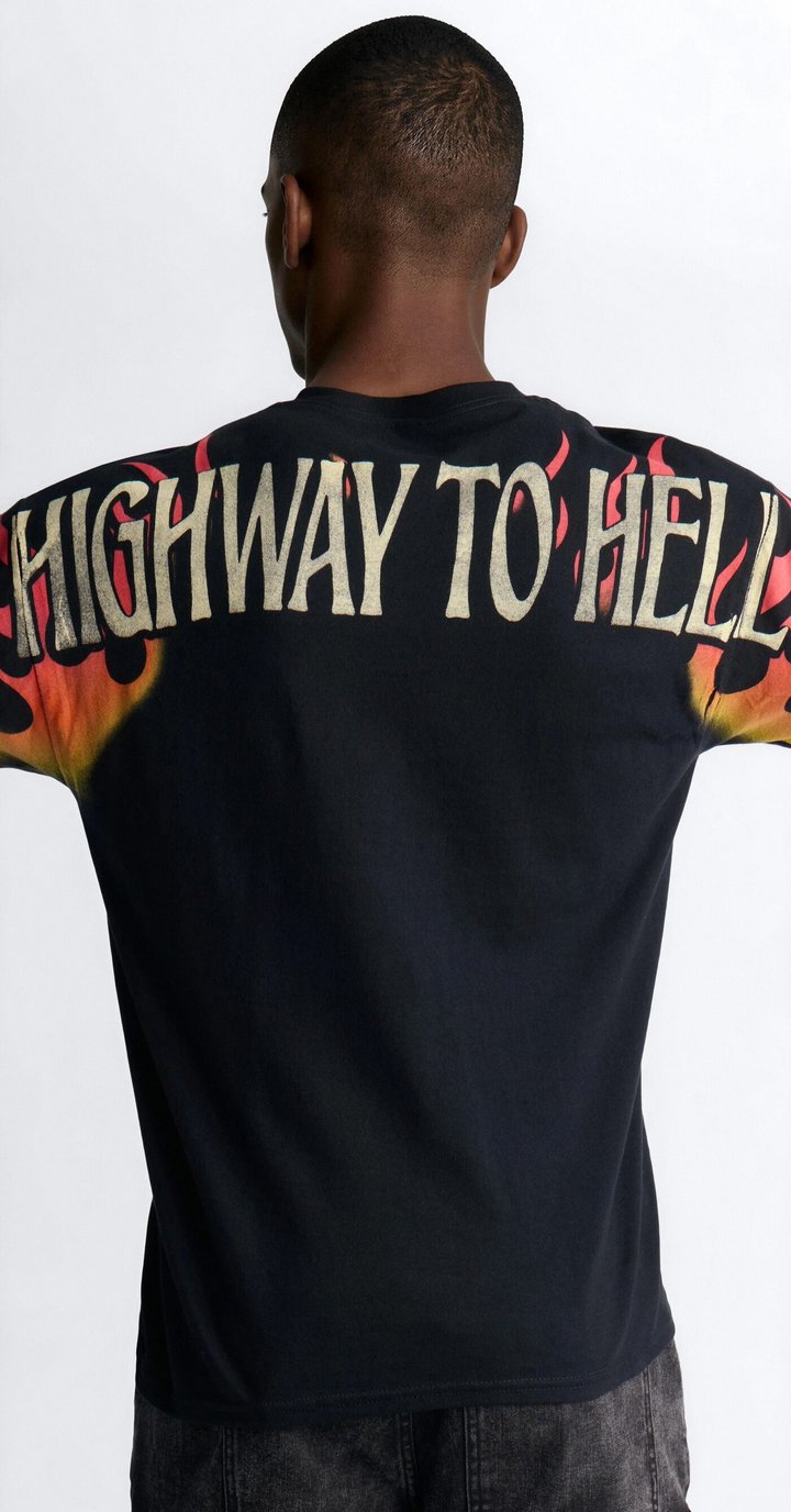 ACDC Highway To Hell All Over Print Short Sleeve Tee - Black