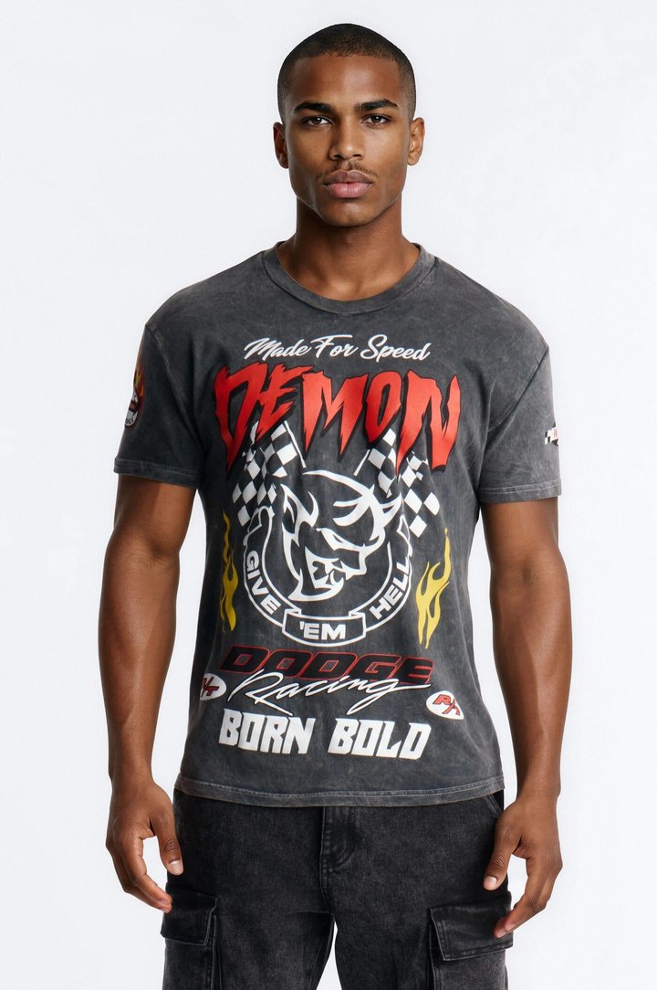 Dodge Demon Vintage Short Sleeve Tee - Black Wash