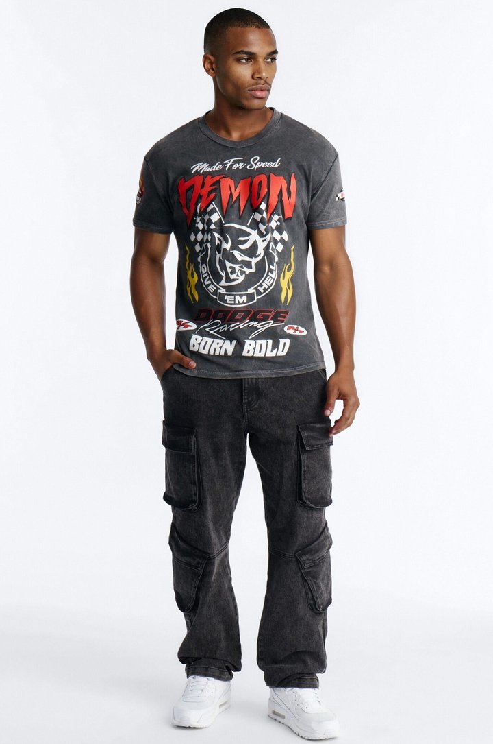 Dodge Demon Vintage Short Sleeve Tee - Black Wash