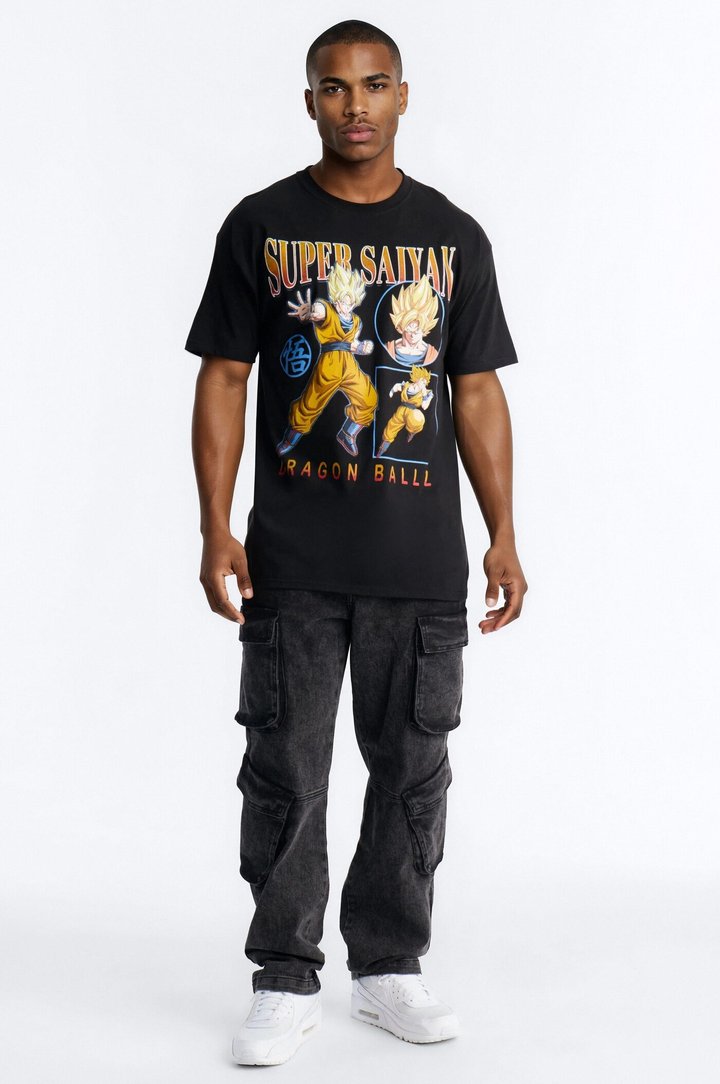 Dragon Ball Z Super Saiyan Son Goku Oversized Short Sleeve Tee - Black